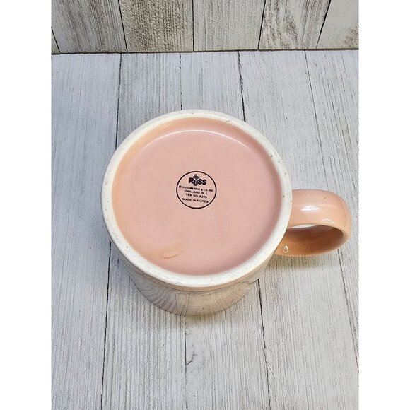 Vintage Russ Berrie Heart Patchwork Coffee Tea Mug Cup Pink 4'' Tall - Set Of 4 - Picture 2 of 5